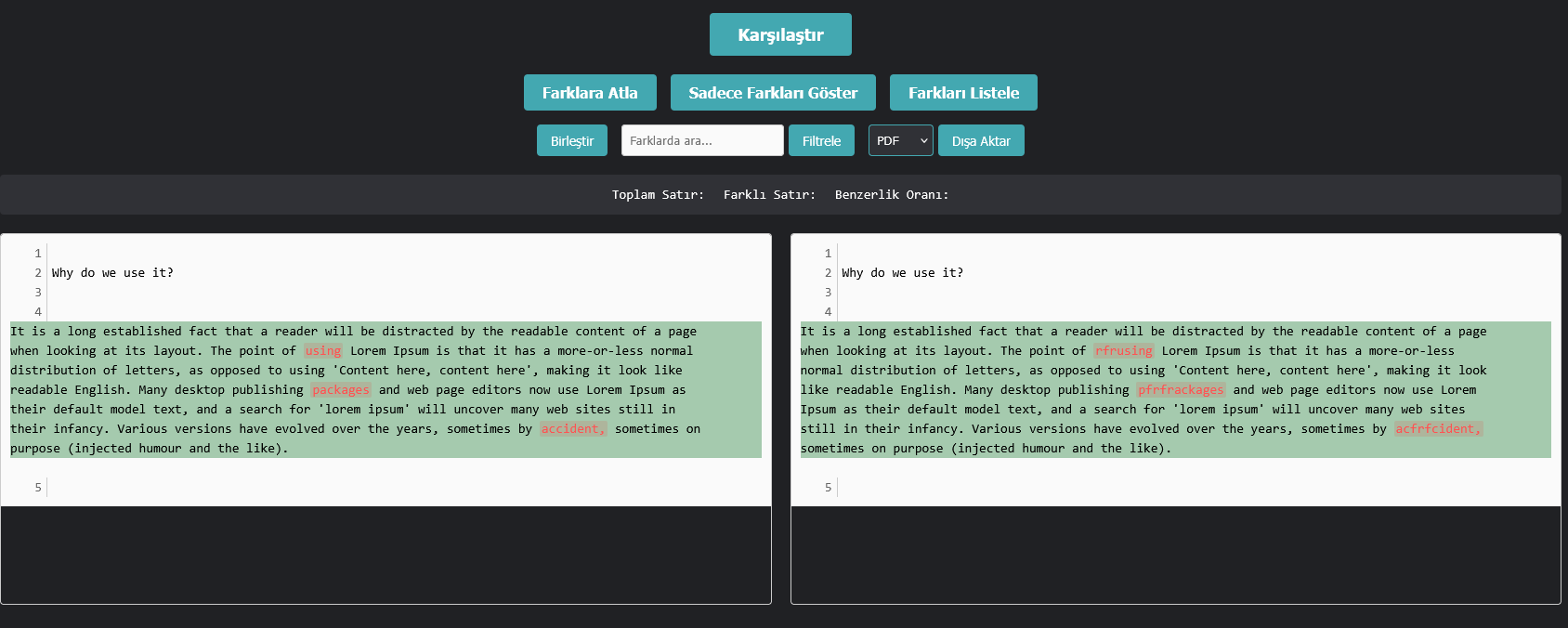 Text Compare Tool Screenshot 1