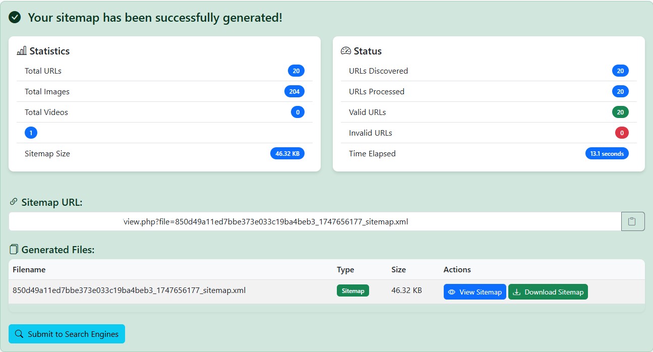 Sitemap Generator Screenshot 1